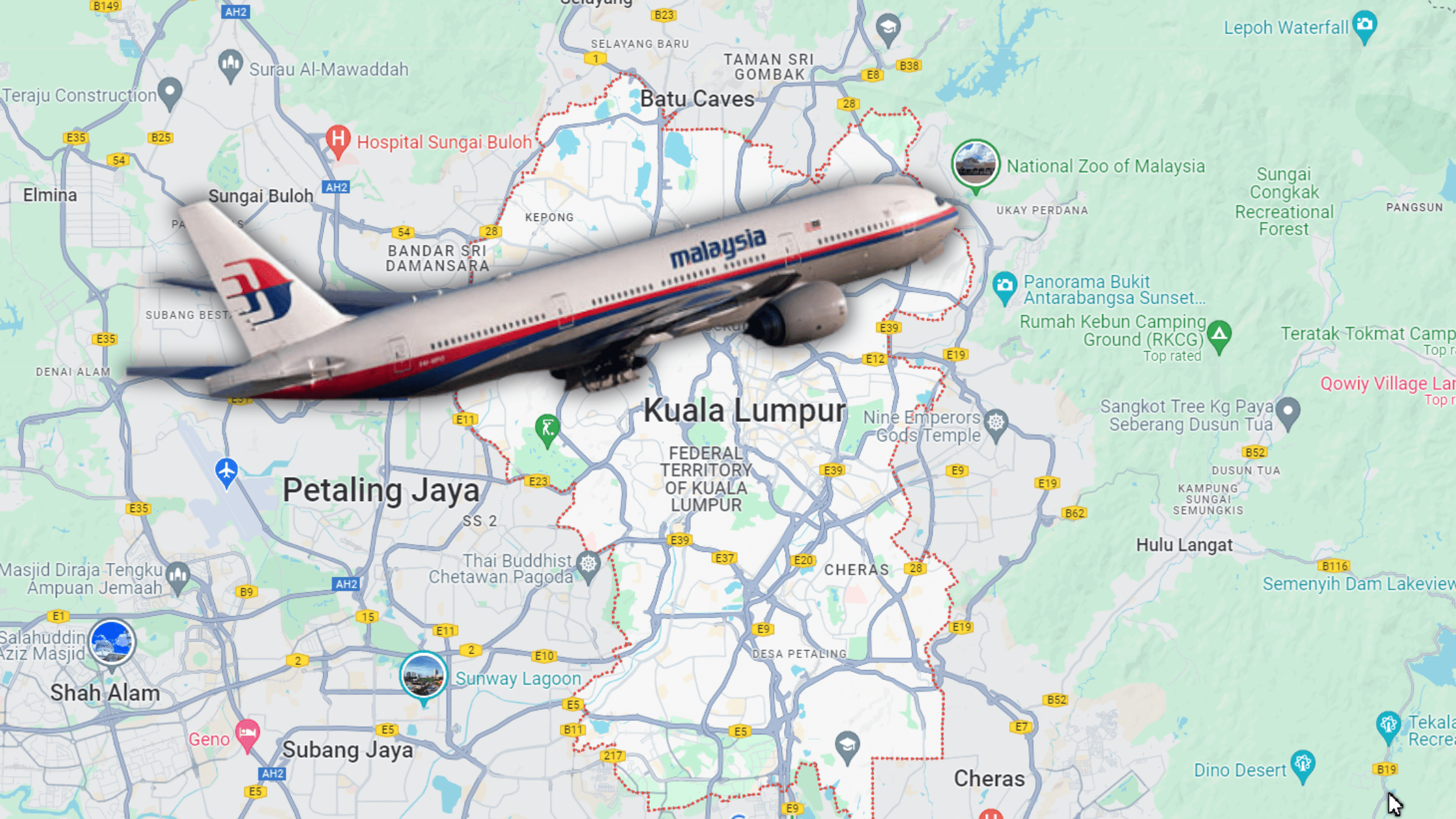 Malaysia airlines flight 370 google maps