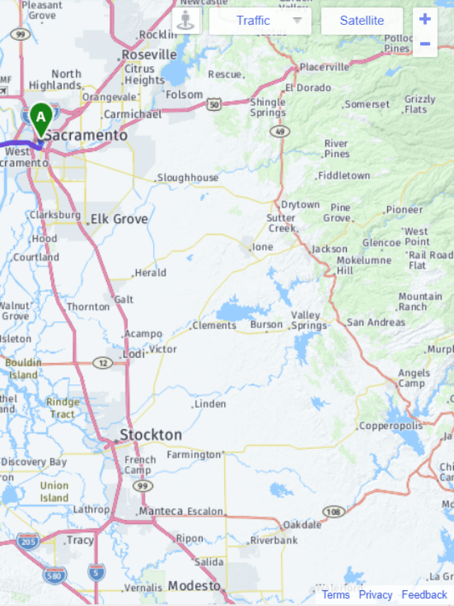 Yahoo maps driving directions to Sacramento